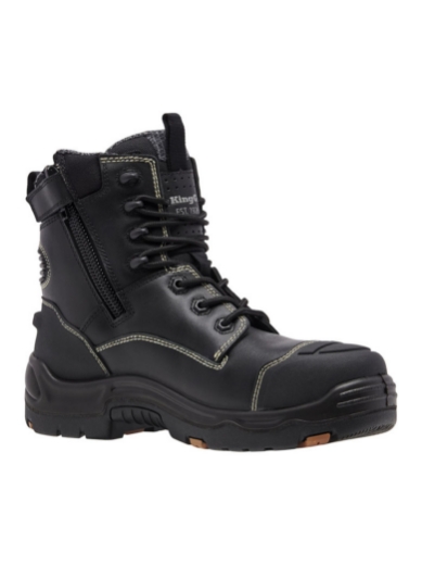 Picture of King Gee Onyx 6CZ EH Black Full Grain Water Resistant  Leather composite Toe Zip Safety Boot