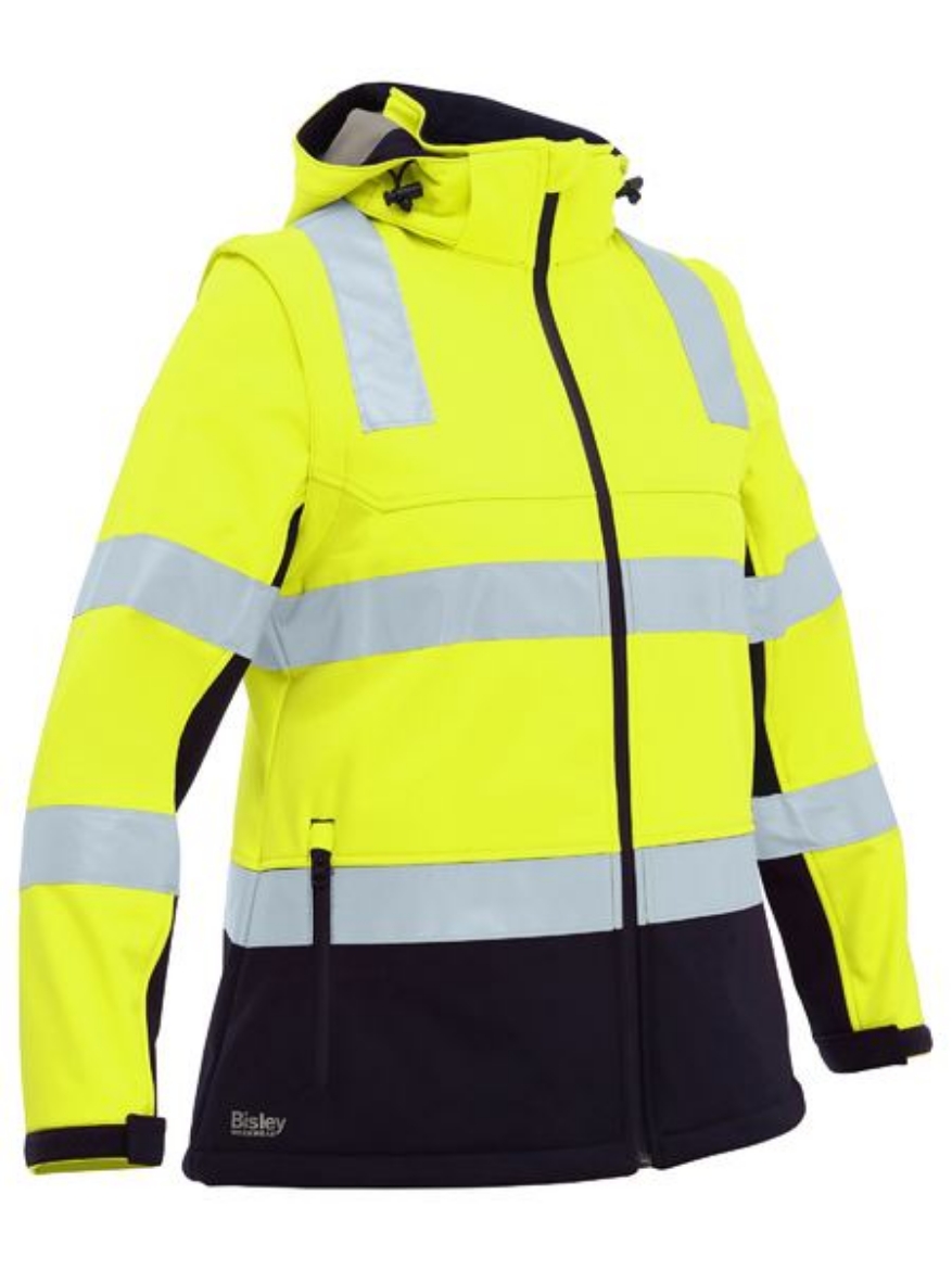 Picture of BISLEY Womens Taped Two Tone Hi Vis 3-in-1 Soft Shell Jacket 310gsm