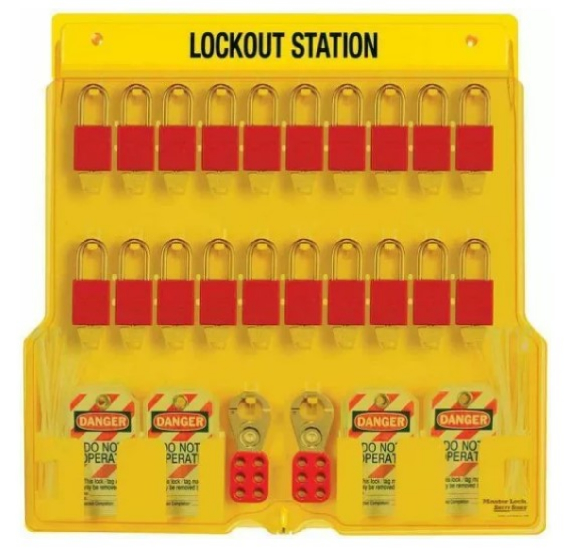Picture of MasterLock® 20-Lock Covered Station (Complete with 20 Locks, 4 Hasps + 48 Tags)