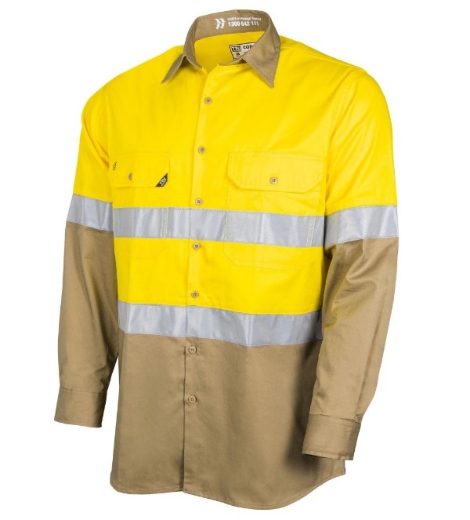 Picture of TRU WORKWEAR Core Series Lightweight Vented Hi-Vis Drill Shirt with Reflective Tape 145gsm L/S