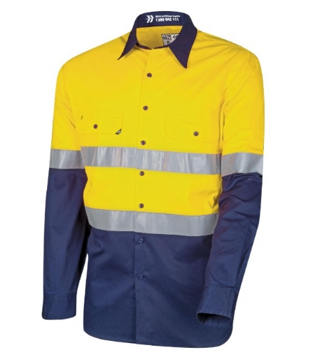Picture of TRU WORKWEAR Core Series Lightweight Vented Hi-Vis Drill Shirt with Reflective Tape 145gsm L/S