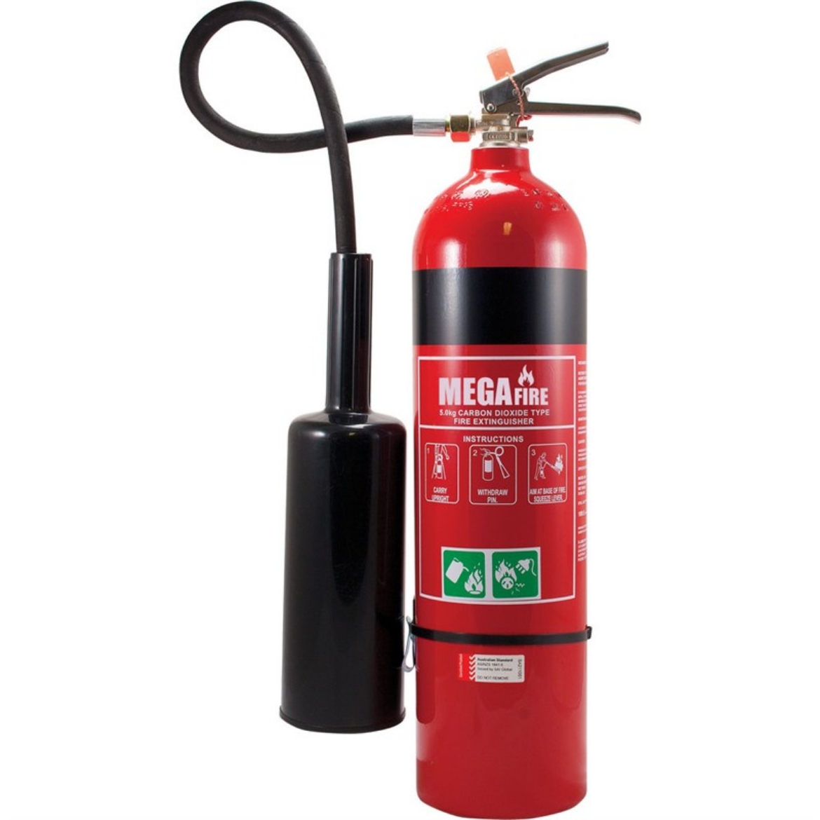 Picture of MEGAFIRE 5.0kg CO2 Extinguisher c/w Wall Bracket UN 1044