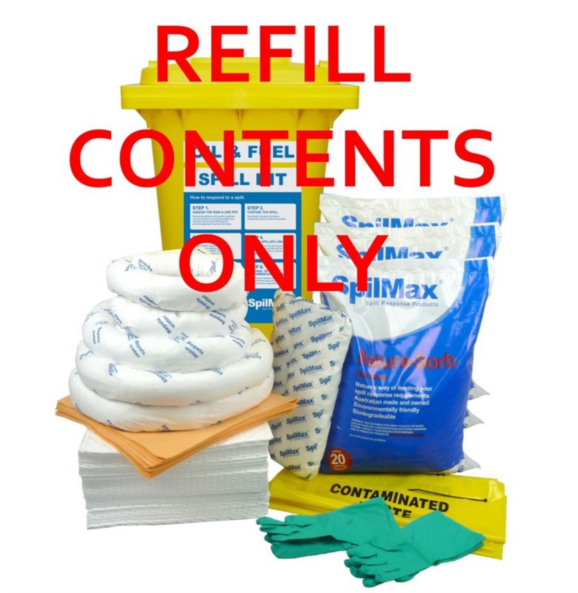 Picture of SpilMax® 240Ltr Oil & Fuel Workplace Kit Contents**REFILL CONTENTS ONLY**