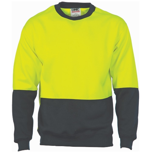 Picture of DNC Hi Vis Two Tone Fleecy Sweat Shirt Sloppy Joe Crew Neck 300gsm