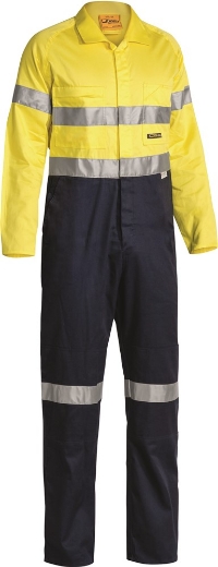 Picture of BISLEY Taped Hi Vis Lightweight Coveralls 100% Cotton Preshrunk Drill 190gsm