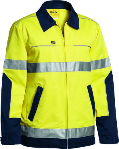 Picture of BISLEY 3M Taped Two Tone Hi Vis Liquid Repellent Cotton Drill Jacket 240gsm