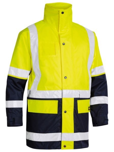 Picture of BISLEY Hi Vis 5-IN-1 Taped Two Tone Rain Jacket 300D Non - Breathable PU Coated Polyester