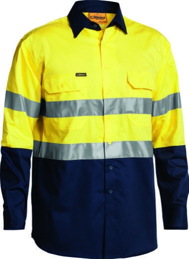 Picture of BISLEY Taped Hi Vis Cool Lightweight Shirt 100% Cotton Preshrunk Drill 155gsm L/S
