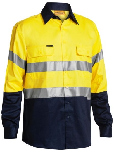 Picture of BISLEY Taped Hi Vis Drill Shirt 100% Cotton Preshrunk 190gsm L/S
