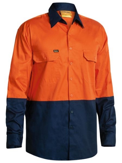 Picture of BISLEY Hi Vis Cool Lightweight Drill Shirt 100% Cotton Preshrunk Drill 155gsm L/S