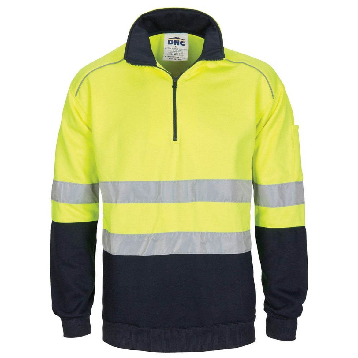 Picture of DNC HiVis 1/2 Zip Fleecy Jumper with Hoop Pattern CSR R/Tape 300gsm