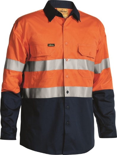 Picture of BISLEY Taped Hi Vis Cool Lightweight Shirt 100% Cotton Preshrunk Drill 155gsm L/S