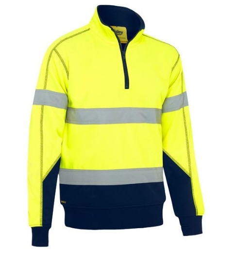 Picture of BISLEY Taped Hi Vis 1/4 Zip Fleece Pullover with Sherpa Lining