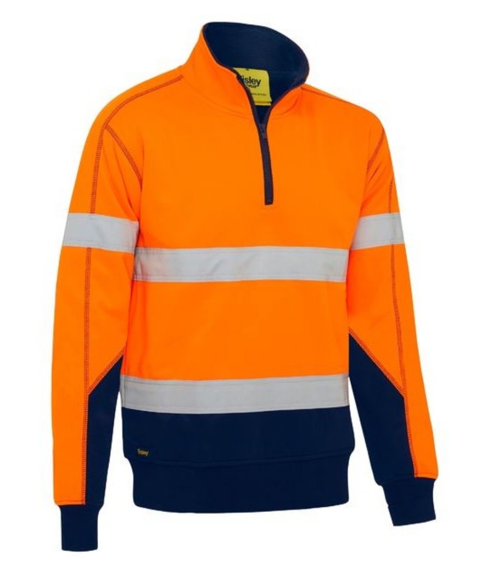Picture of BISLEY Taped Hi Vis 1/4 Zip Fleece Pullover with Sherpa Lining