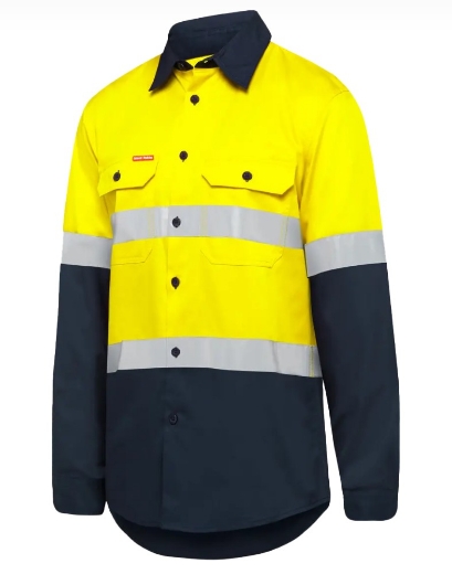 Picture of HARD YAKKA Hi-Vis 2 Tone Taped 100% Cotton Pre Shrunk Drill Shirt 185gsm L/S