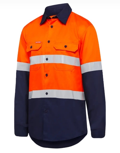 Picture of HARD YAKKA Hi-Vis 2 Tone Taped 100% Cotton Pre Shrunk Drill Shirt 185gsm L/S