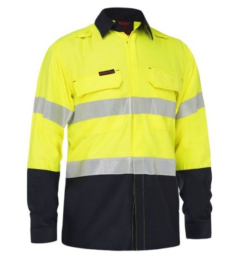 Picture of BISLEY Apex 185 Taped Hi Vis FR Ripstop Vented HRC2 Shirt 185gsm L/S