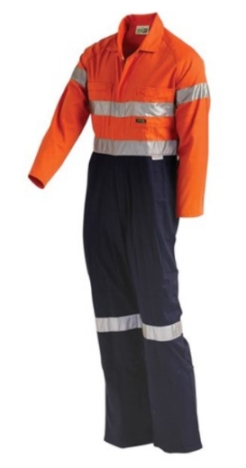 Picture of WORKIT Hi-Vis 2 Tone Regular Weight Taped Coverall with Metal Press Studs