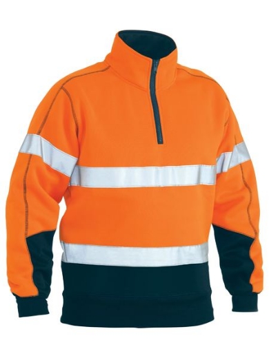 Picture of BISLEY Taped Hi Vis 1/4 Zip Fleece Pullover 300gsm