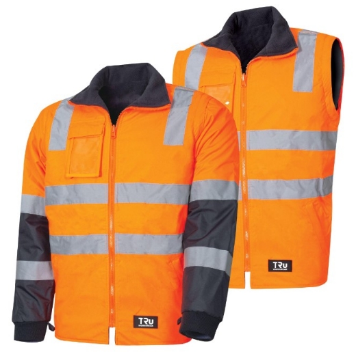 Picture of TRU WORKWEAR Wet Weather Jacket with Removable Sleeves and TRuVis Reflective Tape