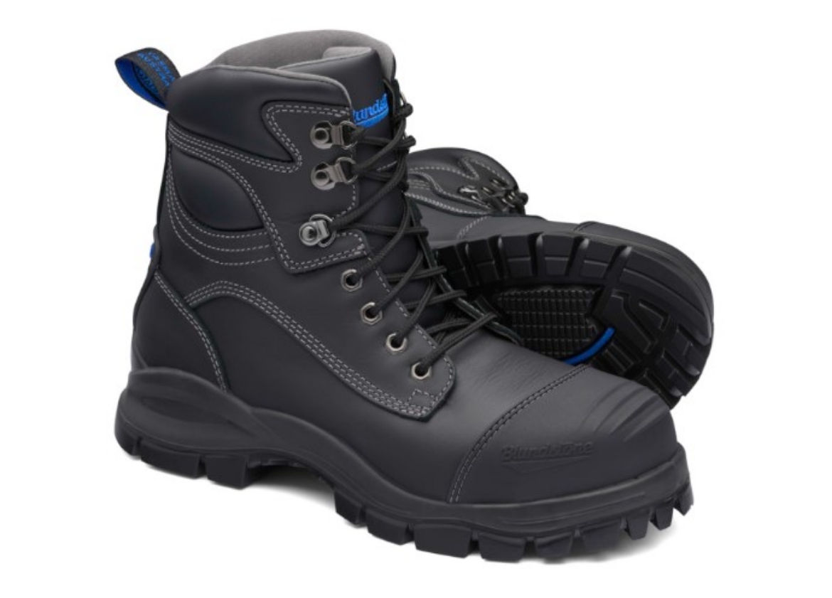 Picture of BLUNDSTONE Black Water Resistant Leather Lace up 150mm Ankle Boot