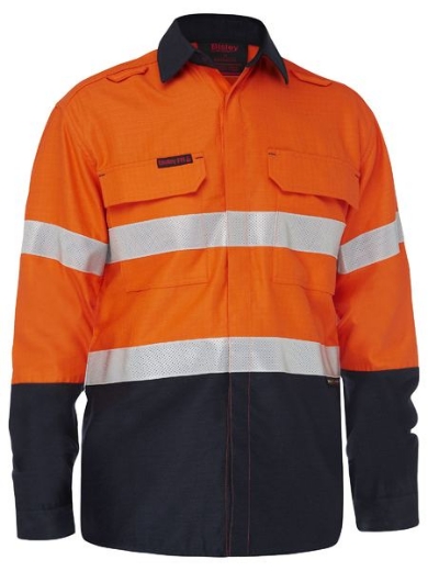 Picture of BISLEY Apex 160 HRC1 Taped Hi Vis FR Ripstop Vented Shirt L/S