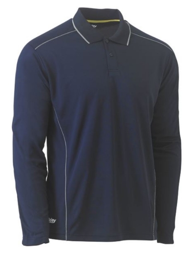 Picture of BISLEY Cool Mesh Polo Shirt with Reflective Piping 100% Polyester Mesh 140gsm L/S
