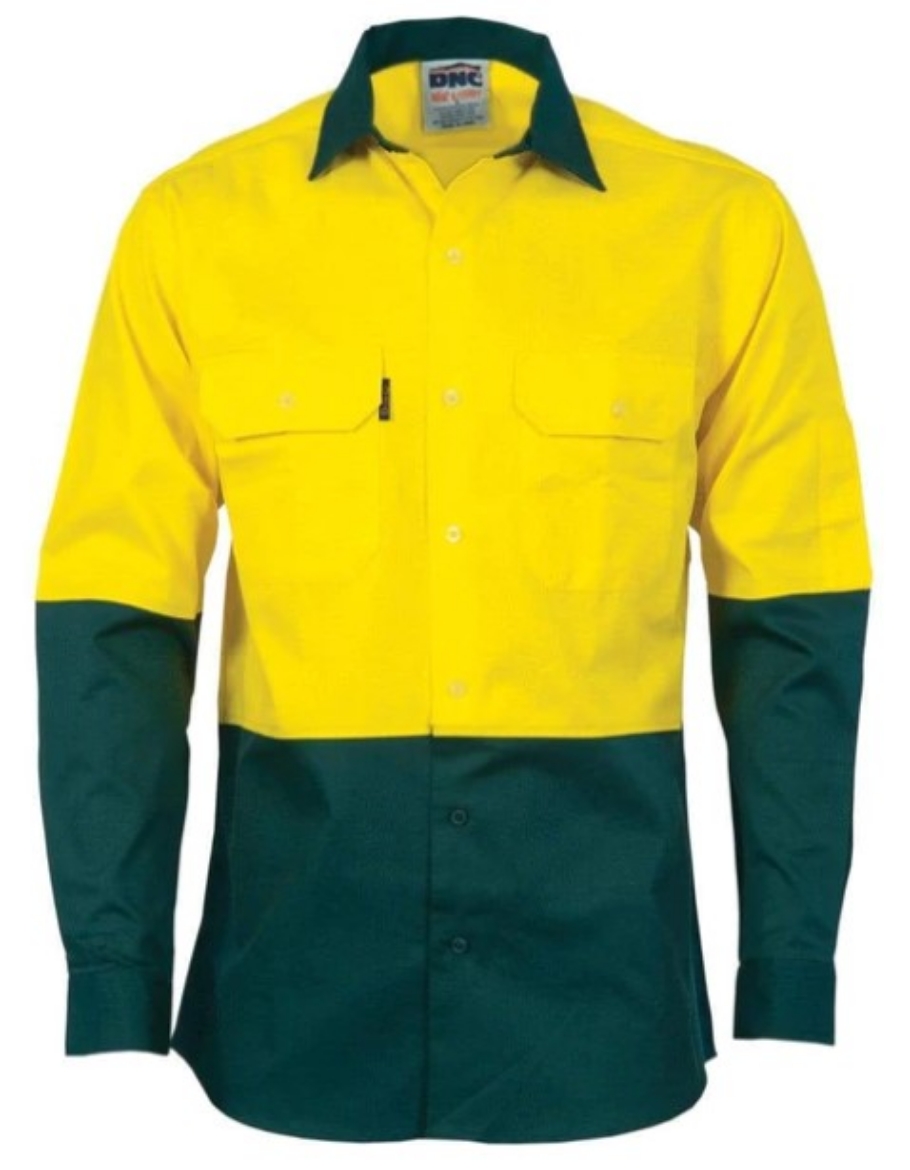 Picture of DNC Hi Vis 2 Tone Cool Breeze 100% Cotton Shirt 155gsm L/S