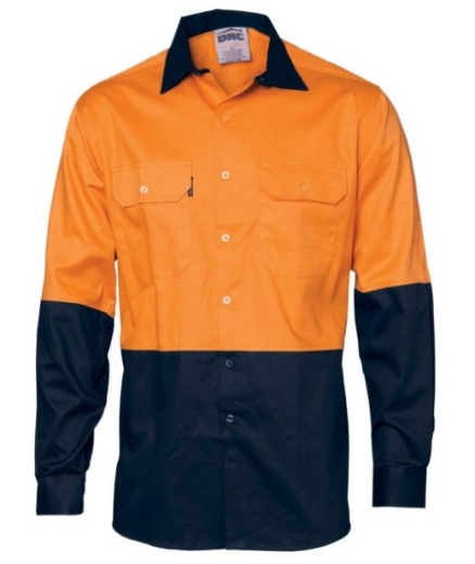 Picture of DNC Hi Vis 2 Tone Cool Breeze 100% Cotton Shirt 155gsm L/S