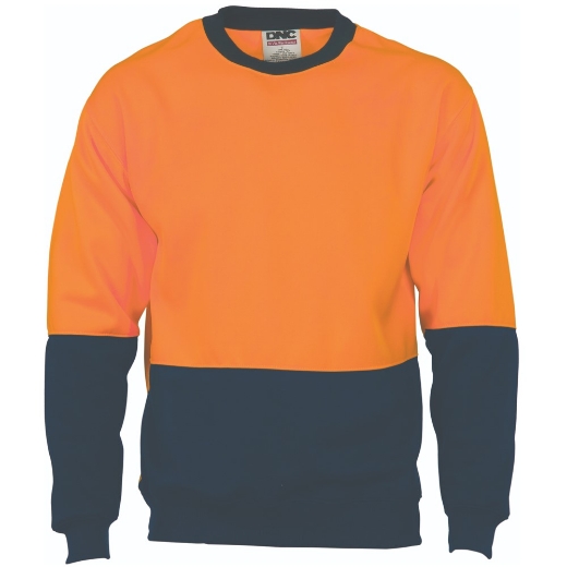 Picture of DNC Hi Vis Two Tone Fleecy Sweat Shirt Sloppy Joe Crew Neck 300gsm