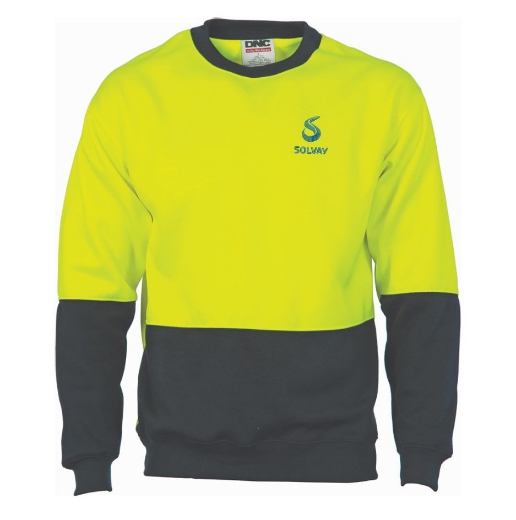 Picture of DNC Hi Vis Two Tone Fleecy Sweat Shirt Sloppy Joe Crew Neck 300gsm