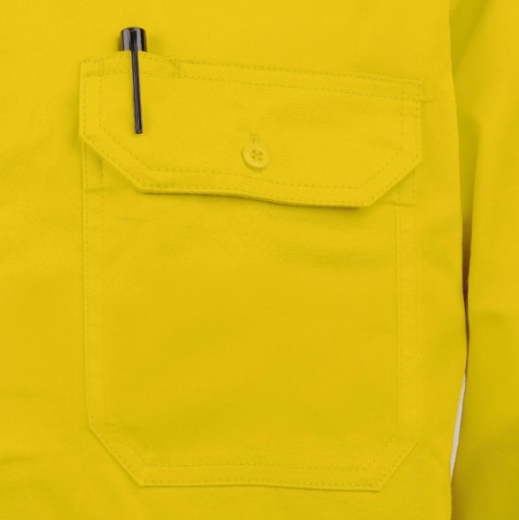 Picture of TRU WORKWEAR Lightweight Vented Hi-Vis Yellow/Navy Drill Shirt with Graphex® Cut Resistant Sleeve 160gsm L/S