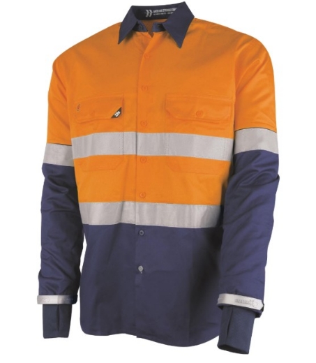 Picture of TRU WORKWEAR Lightweight Vented Taped Hi-Vis Drill Shirt with Graphex® Cut Resistant Sleeve 160gsm L/S