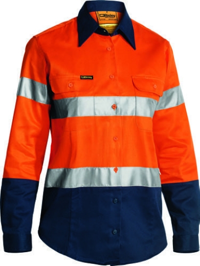 Picture of BISLEY Womens Taped Hi Vis Cool Lightweight Shirt 155gsm L/S