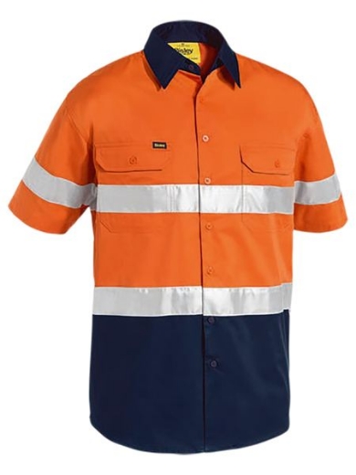 Picture of BISLEY Taped Hi Vis Cool Lightweight Shirt 100% Cotton Preshrunk Drill 155gsm S/S