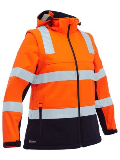 Picture of BISLEY Womens Taped Two Tone Hi Vis 3-in-1 Soft Shell Jacket 310gsm
