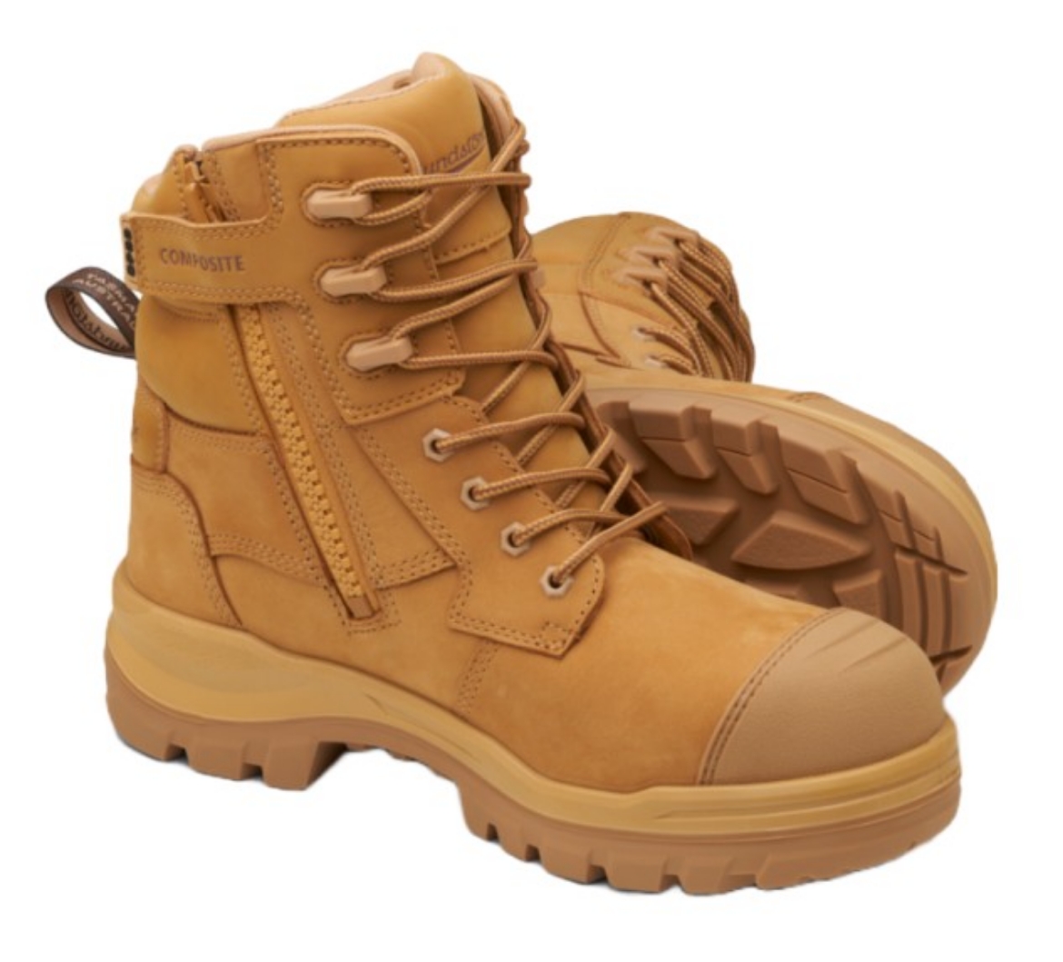 Picture of BLUNDSTONE 150mm RotoFlex Wheat Water-Resistant Nubuck Zip Sided Safety Boot