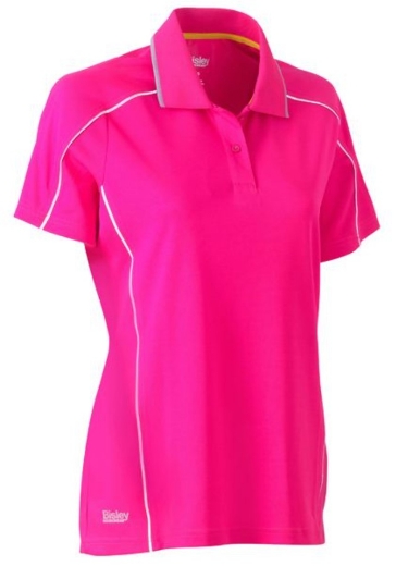 Picture of BISLEY Womens Cool Mesh Polo Shirt with Reflective Piping 140gsm S/S