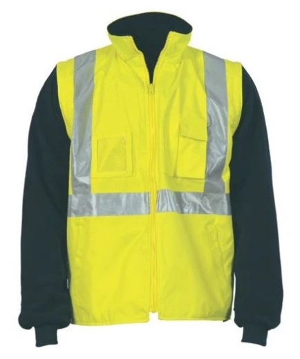 Picture of DNC Hi Vis X Back D/N 4 in1 Zip off Sleeve Revisable Vest with CSR R/Tape