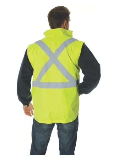Picture of DNC Hi Vis X Back D/N 4 in1 Zip off Sleeve Revisable Vest with CSR R/Tape