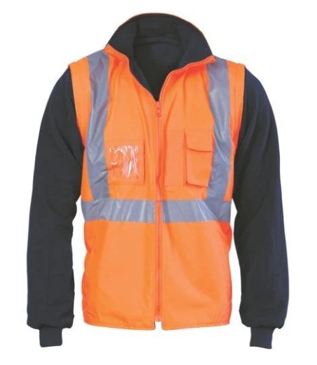 Picture of DNC Hi Vis X Back D/N 4 in1 Zip off Sleeve Revisable Vest with CSR R/Tape