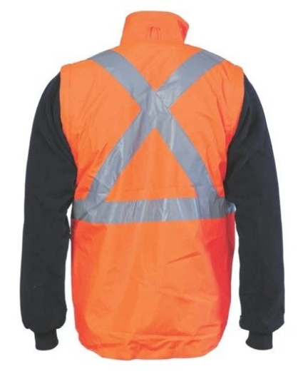Picture of DNC Hi Vis X Back D/N 4 in1 Zip off Sleeve Revisable Vest with CSR R/Tape