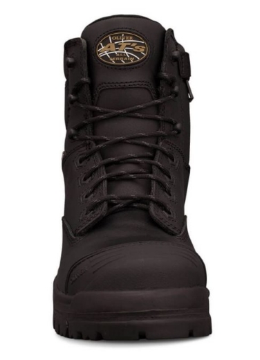 Picture of OLIVER AT45 Series Black 150mm Zip Side Lace Up Boot, Water Resistant Full Grain Leather, Fully Lined, Composite Toe Cap, Toe Scuff Protection