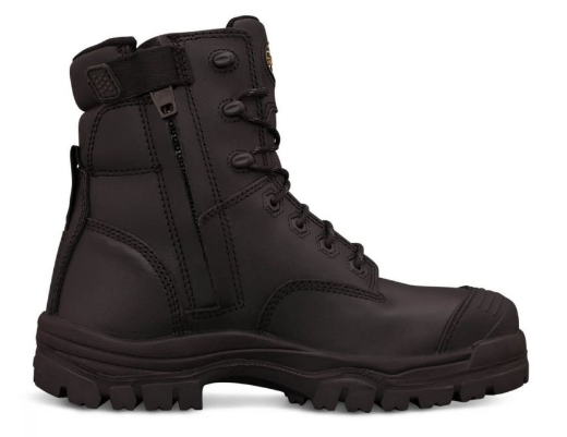 Picture of OLIVER AT45 Series Black 150mm Zip Side Lace Up Boot, Water Resistant Full Grain Leather, Fully Lined, Composite Toe Cap, Toe Scuff Protection