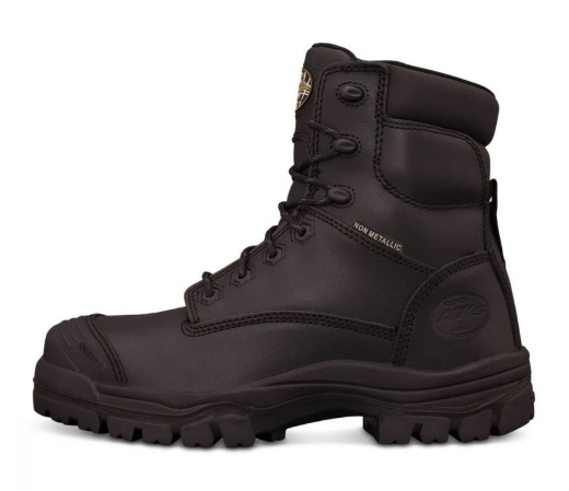 Picture of OLIVER AT45 Series Black 150mm Zip Side Lace Up Boot, Water Resistant Full Grain Leather, Fully Lined, Composite Toe Cap, Toe Scuff Protection