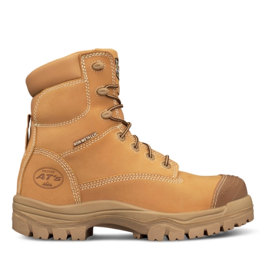 Picture of OLIVER AT45 Series Wheat 150mm Zip Side Lace Up Boot Water Resistant Nubuck Leather Fully Lined Composite Toe Cap Toe Scuff Protection